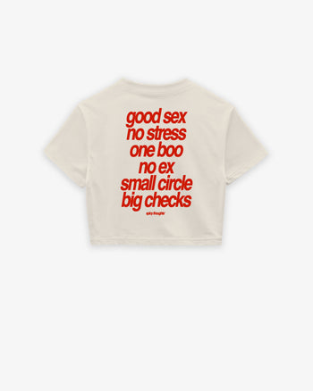 Oversize Cropped Tee - Small Circle Big Checks