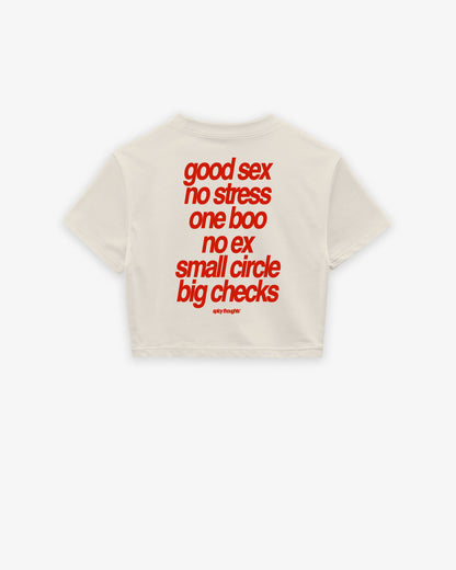 Oversize Cropped Tee - Small Circle Big Checks