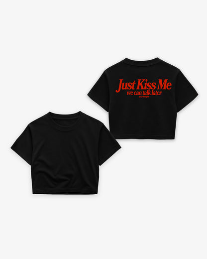 Oversize Cropped Tee - Just Kiss Me