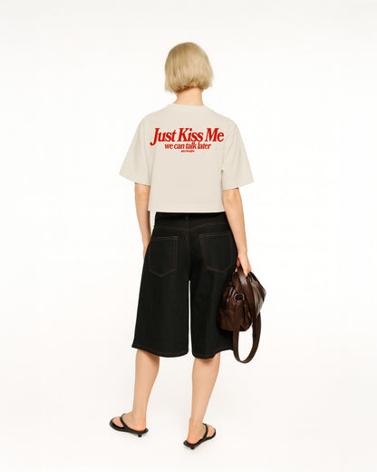 Oversize Cropped Tee - Just Kiss Me