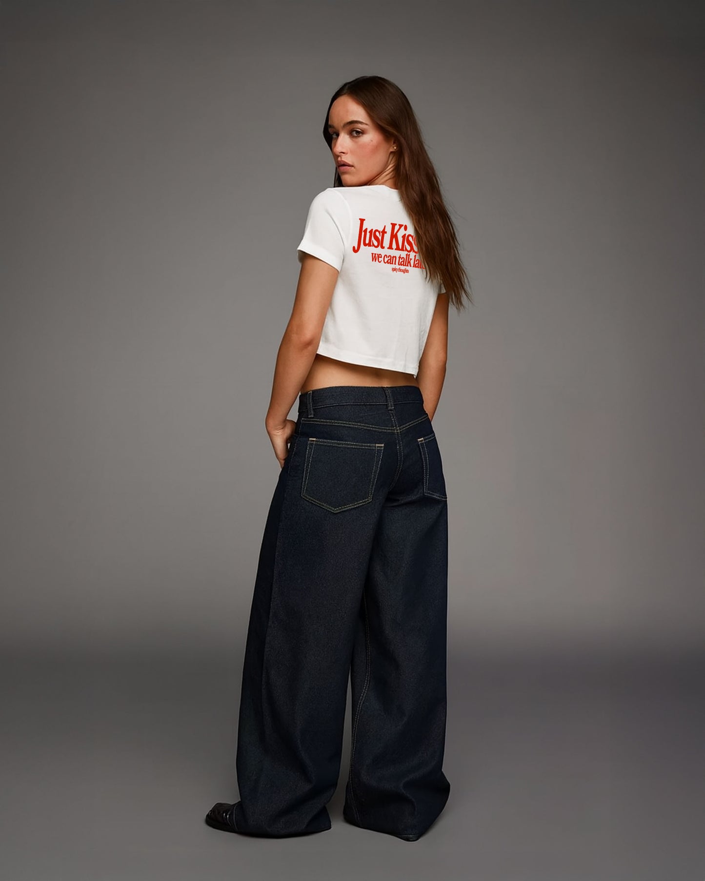 Oversize Cropped Tee - Just Kiss Me