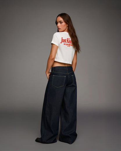 Oversize Cropped Tee - Just Kiss Me