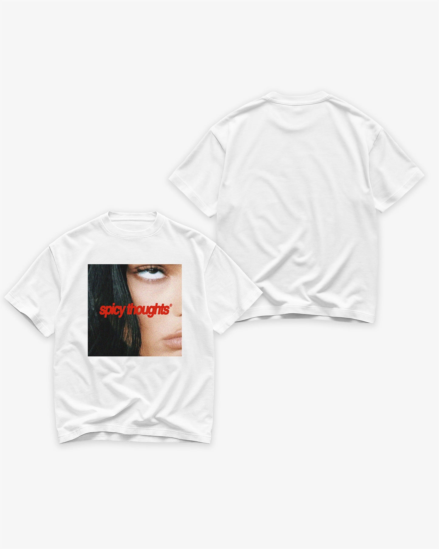 Heavy Oversized Tee White - Rollin’ Eyes & Spicy Thoughts