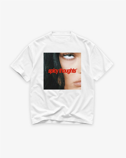 Heavy Oversized Tee White - Rollin’ Eyes & Spicy Thoughts