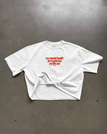 Heavy Oversized Tee - My Mental Health Isn’t Great But My Tits Are