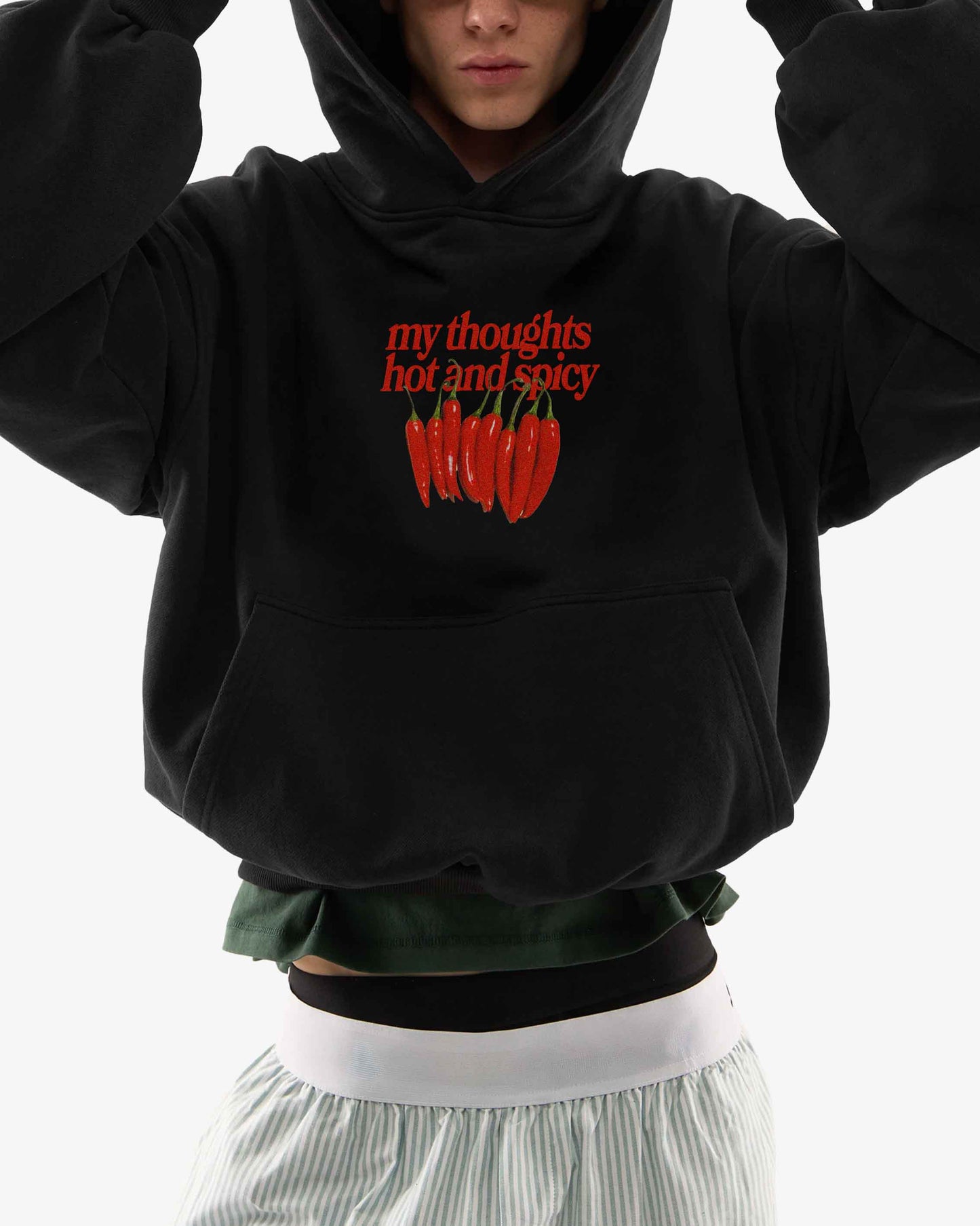 Oversized Hoodie Black - My Thoughts Hot And Spicy