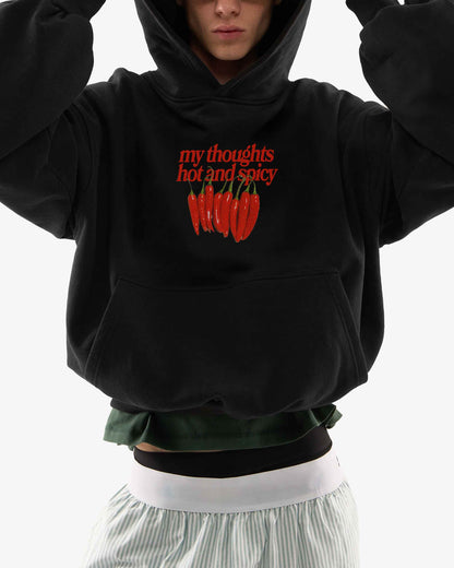 Oversized Hoodie Black - My Thoughts Hot And Spicy