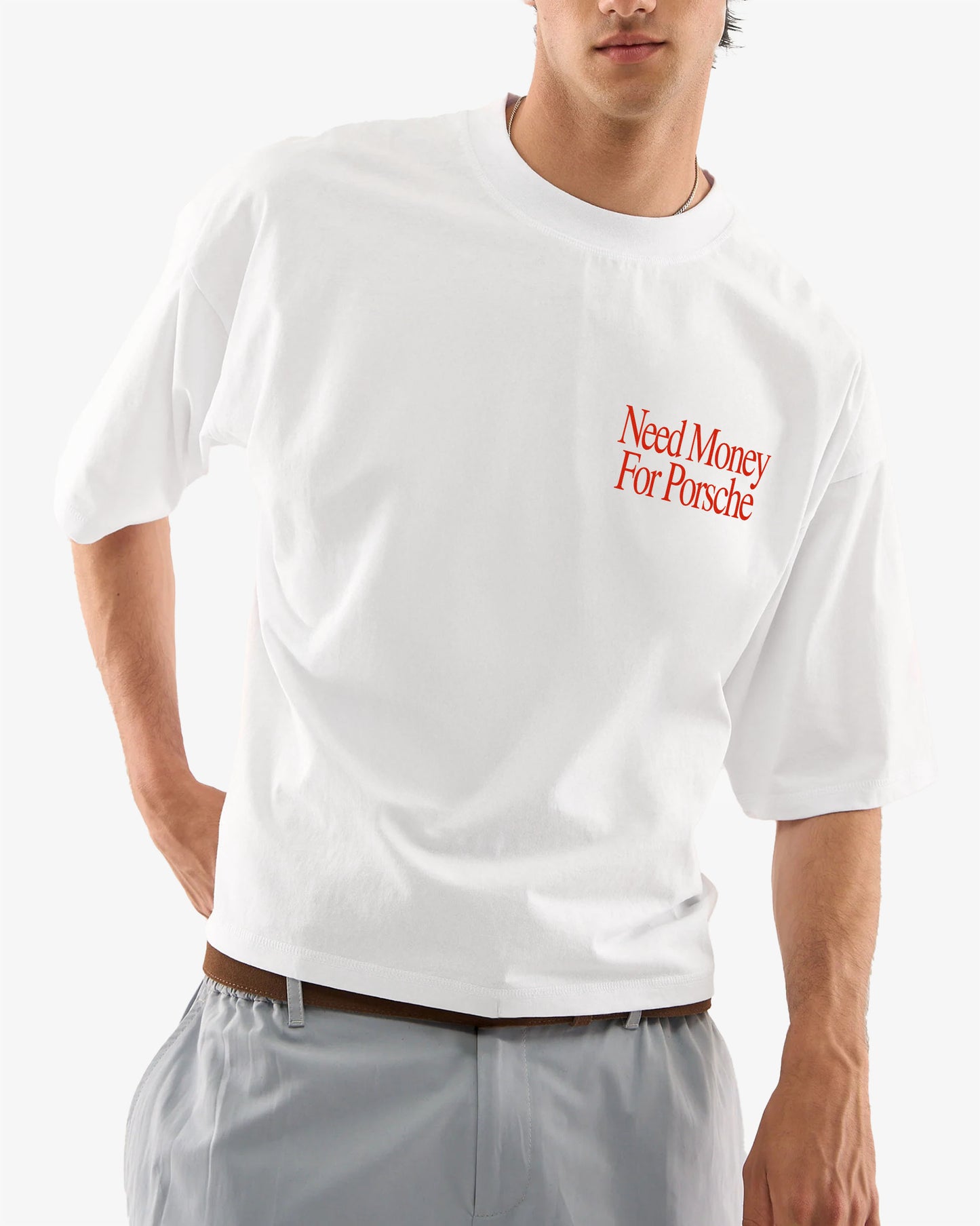 Heavy Oversized Tee White - Need Money For
