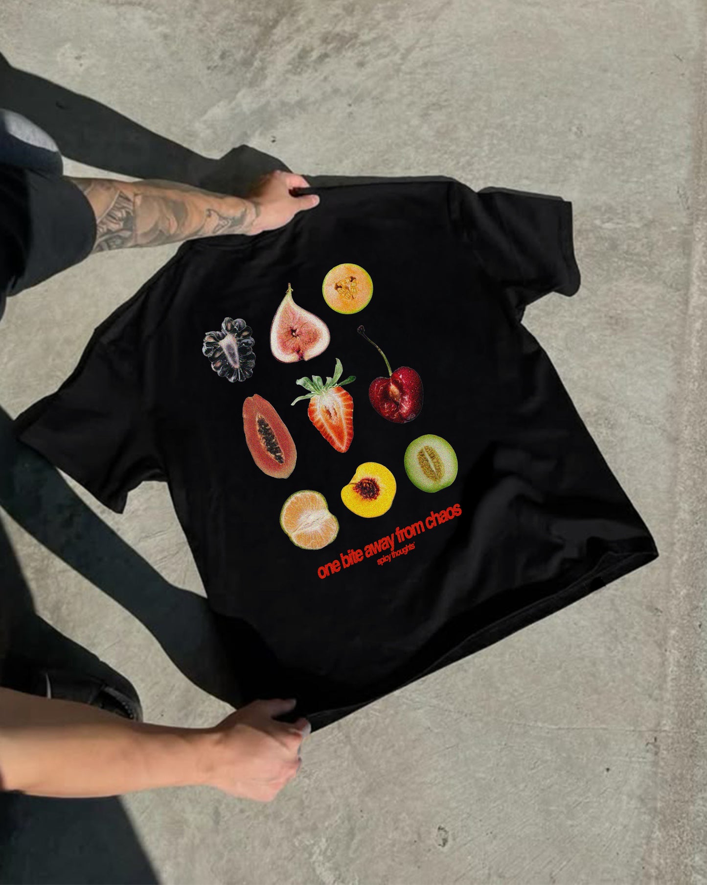 Heavy Oversized Tee - One Bite Away From Chaos