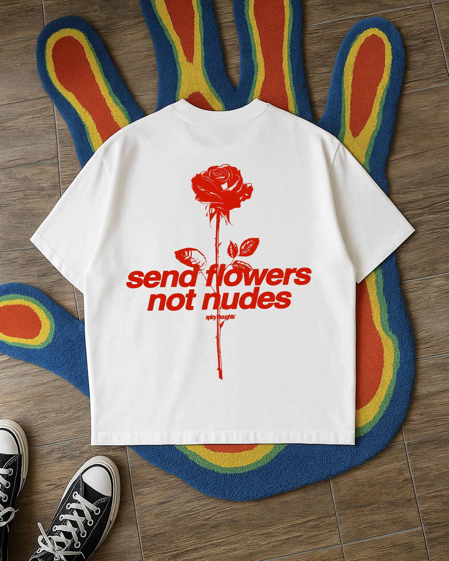 Heavy Oversized Tee - Send Flowers Not Nudes