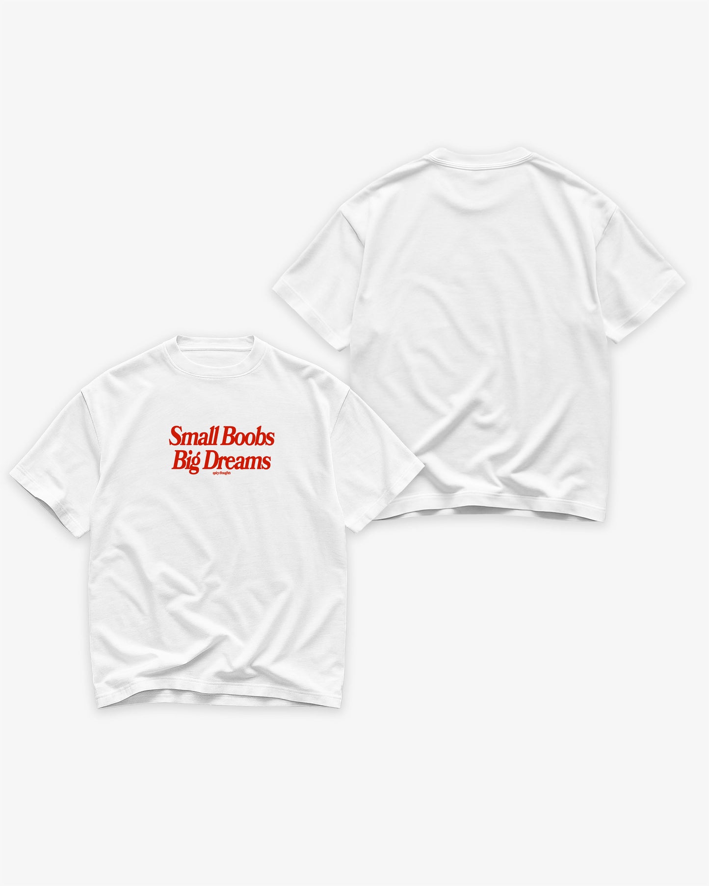 Heavy Oversized Tee White - Small Boobs, Big Dreams