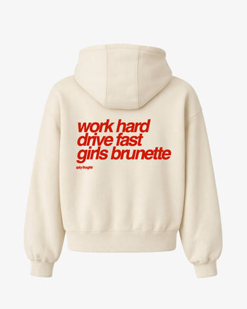 Oversized Hoodie - Work Hard Drive Fast Girls Brunette